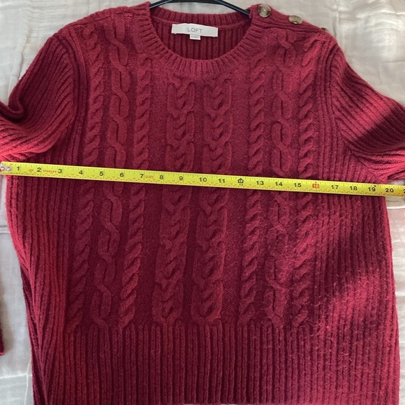 LOFT Red Cable Knit Crew Neck Sweater NWOT - Picture 5 of 6